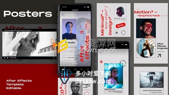 AE模板-社交媒体APP动态海报小视频27种不同动画效果