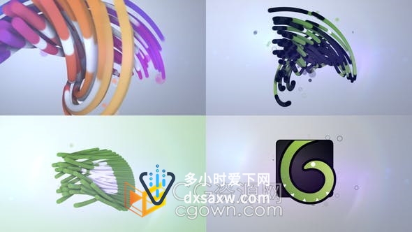 Clean Twist Logo使用Trapcode Form插件制作3D旋转条形演绎标志片头-AE模板