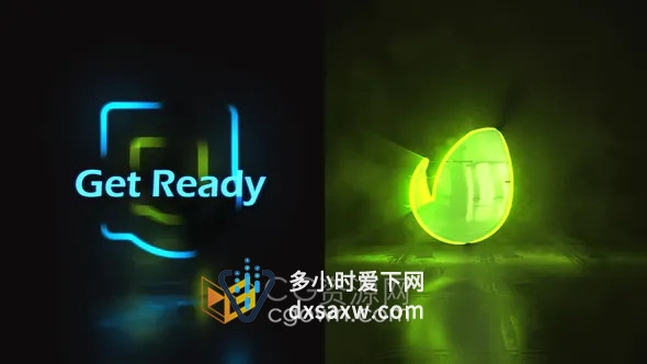 辉光失真损坏故障光效动画LOGO宣传视频片头效果-AE模板