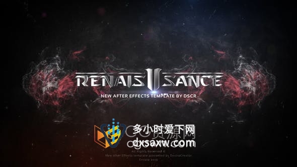 AE模板-动作电影预告片烟雾粒子特效金属文字动画视频