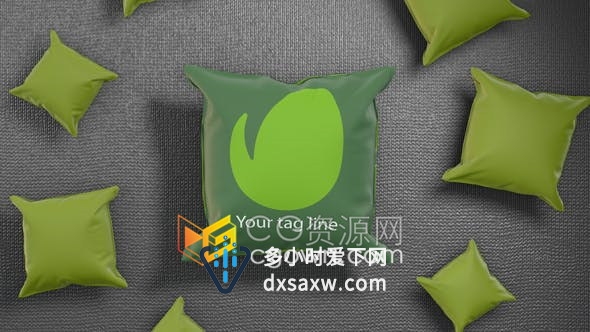 充气织物布料设计挤压枕头LOGO动画视频片头-AE模板