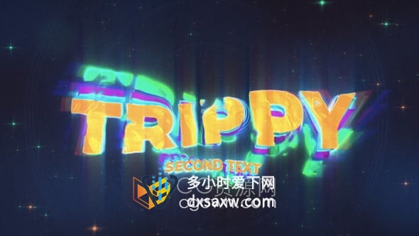 AE模板-抽象回声发光旋转扭曲波浪线框复古视频片头动画