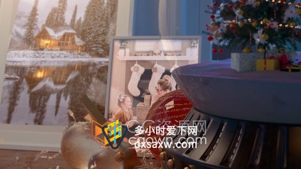 圣诞节装饰雪花玻璃球水晶球场景动画揭示节日问候包装片头-AE模板