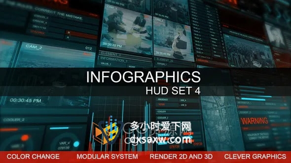AE模板-Infographics HUD高科技智能图形信息图表动画视频