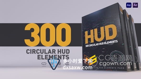 300个HUD元素高科技平视显示图形动画设计工程-AE模板