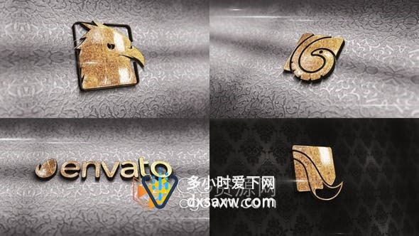 AE模板-精美雕刻时尚奢华金色3D标志动画视频LOGO片头