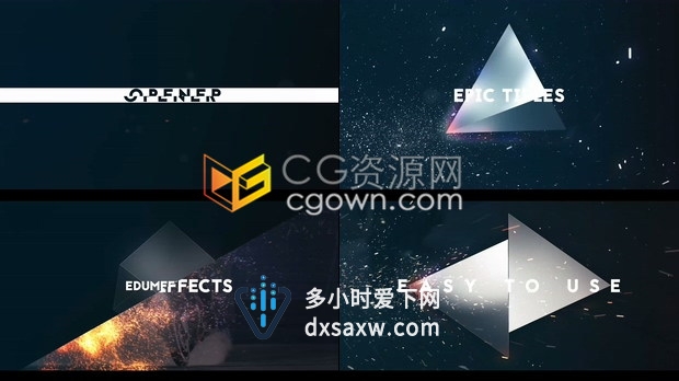 AE模板-火花火星粒子冲击创意几何图形揭示游戏电影音乐宣传4K标题预告片