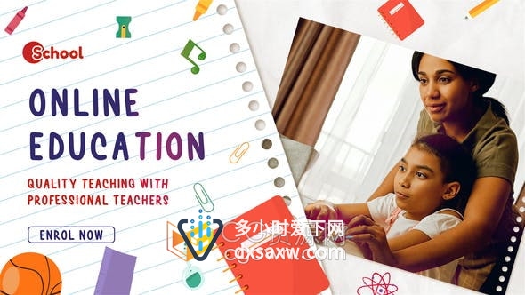 AE模板-非学科兴趣班课程教育宣传片学生回到学校介绍视频