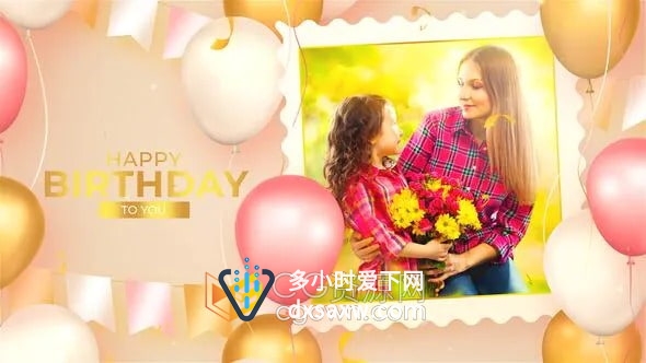 AE模板-生日快乐照片幻灯片儿童孩子生日庆祝视频相册制作