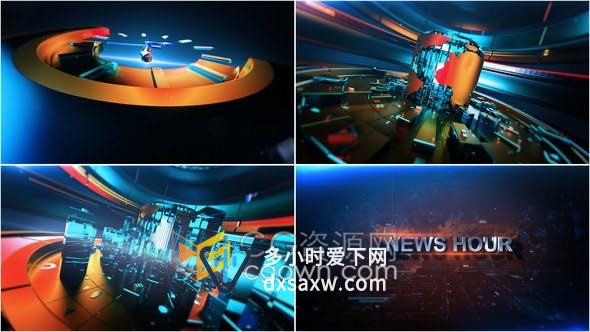 时钟空间感设计动画演绎3D新闻频道包装片头-AE模板