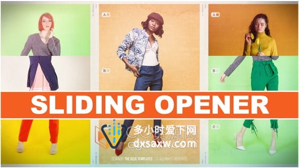AE模板-时尚滑动拼接动画效果复古穿搭潮流服饰新品上市模特展示