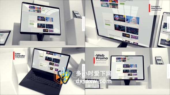 应用程序商店网站页面截图在电脑设备展示动画视频制作-AE模板