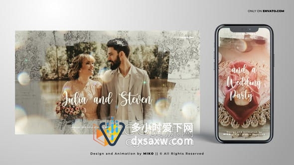 AE模板-唯美浪漫婚礼请柬婚礼邀请函手机移动端垂直版小视频