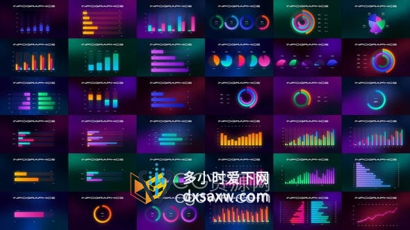 AE模板-公司业​​务图表创意数据统计Moonlight infographics