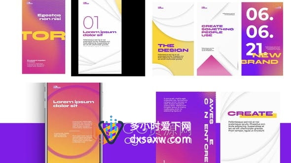 AE模板-明亮抽象排版文字动画社交媒体介绍短视频8种效果
