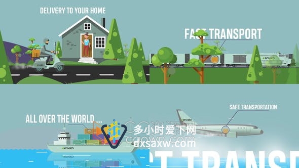 物流配送货物运输快递配送承运公司商业宣传介绍卡通动画视频-AE模板