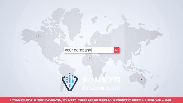 AE模板-地图背景搜索栏输入文字演绎LOGO视频片头