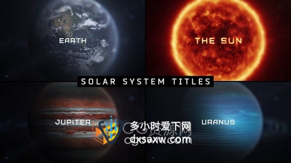 AE模板-八大行星太阳系地球月亮冥王星火水土星海王星背景介绍标题视频宣传