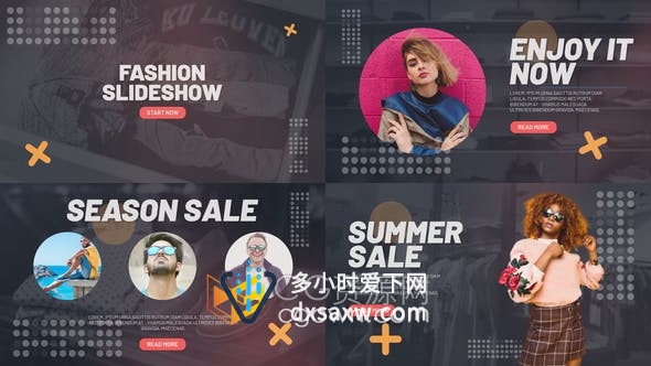 AE模板-Fashion Slideshow时尚幻灯片艺术风格宣传视频