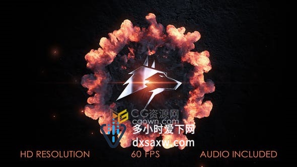 LOGO爆炸燃烧视觉冲击波火焰粒子特效动画视频片头制作-AE模板