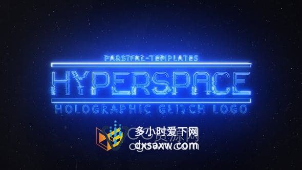 AE模板-超空间全息故障标志闪光线条发光LOGO特效视频