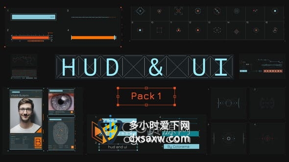 AE模板-形状图层创建HUD界面设计高科技全息UI图形动画视频效果