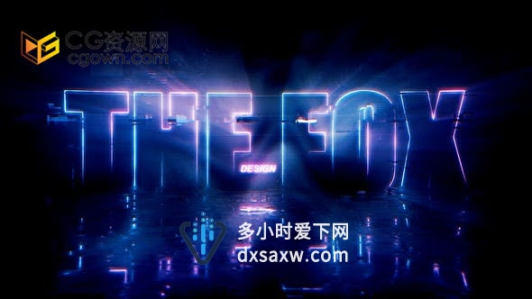AE模板-体积光背光闪烁能量霓虹灯小故障标志片头