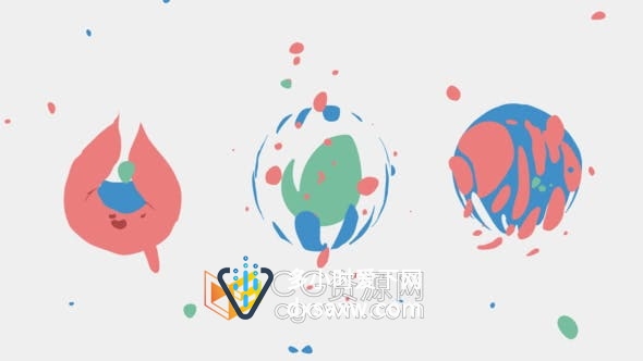 AE模板-可爱卡通风格彩色动画液体fx有趣闪光标志LOGO片头