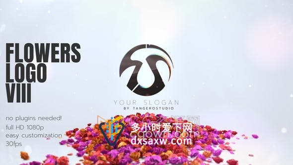 鲜花玫瑰花瓣3D路径动画效果演绎LOGO标志片头视频制作-AE模板