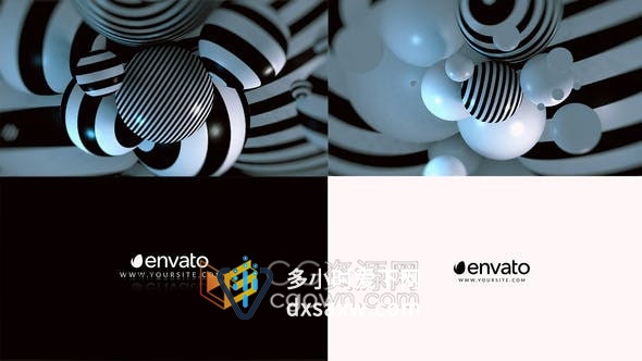 抽象转折条纹3D球体动画效果演绎LOGO标志片头视频-AE模板