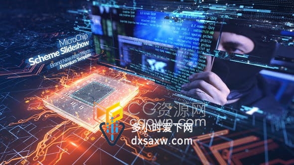 发光CPU芯片处理器IT视频5G网络高科技计算机公司宣传片-AE模板