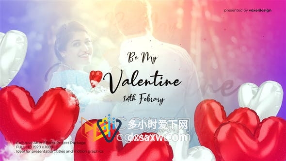 AE模板-制作3D心形气球浪漫甜心情人节快乐婚礼视频片头