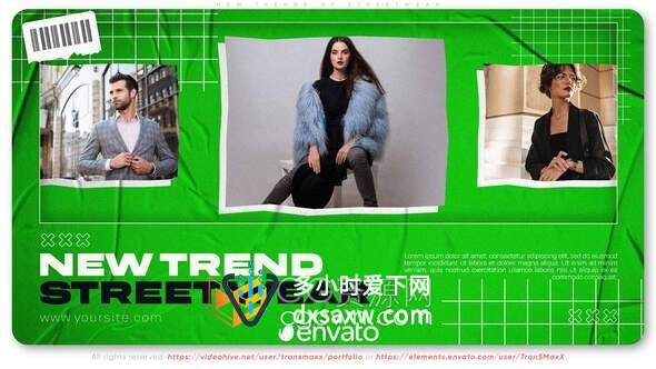 AE模板-定格复古风格动画街头服饰新趋势宣传片头视频