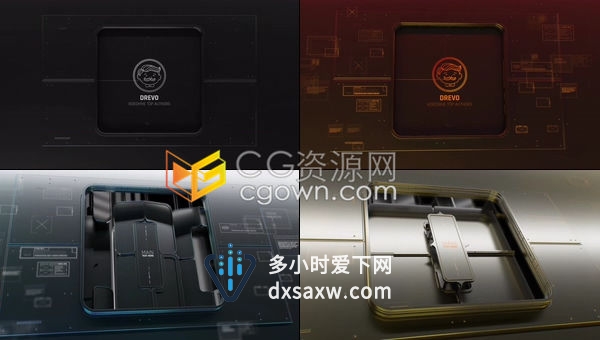 AE模板-工业风金属感三维机械转换揭示技术公司商业网站标志LOGO动画