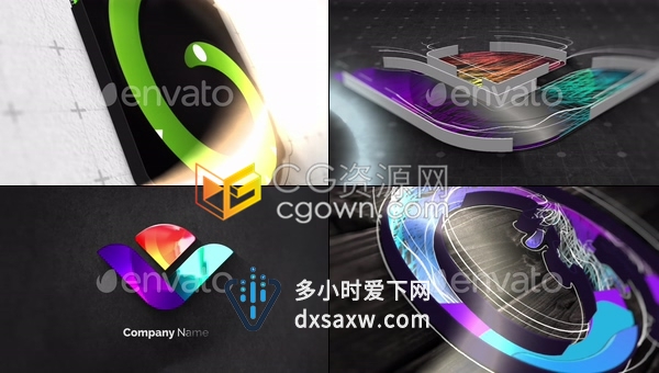 AE模板抽象绘图3D标志显示现代光面反射公司徽标LOGO片头