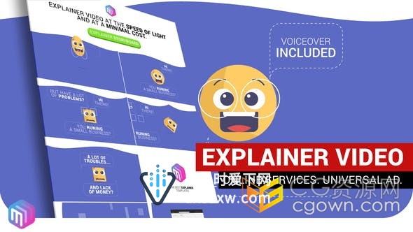 AE模板-在线服务公司业务搞笑表情包符号动画文字动画视频制作