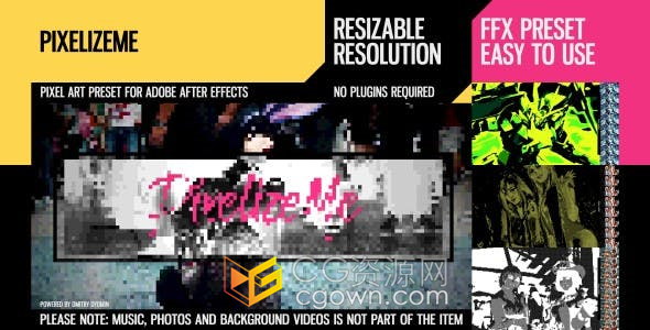 PixelizeMe 19种不同样式像素化艺术游戏电影效果制作-AE预设