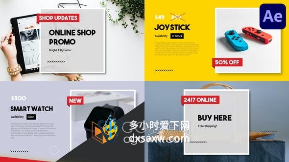 AE模板-商品产品介绍幻灯片图文展示动画视频效果制作
