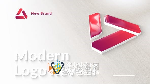 AE模板-3D艺术效果现代几何图形绘制生成光面简约标志LOGO动画