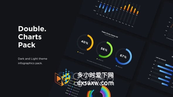 AE模板-18个现代设计创建信息图表定制颜色线条圆宽度数量距离