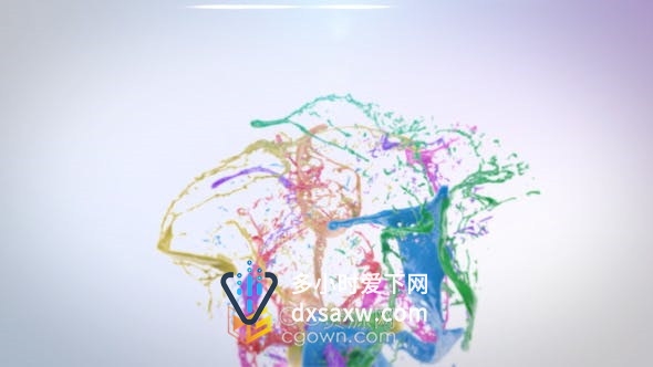 彩色液体流体飞溅动画演绎LOGO标志视频片头制作-AE模板
