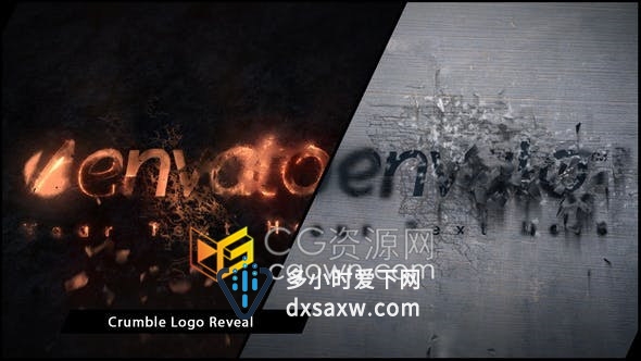 AE模板混凝土熔岩崩溃裂缝破碎演绎LOGO标志动画片头