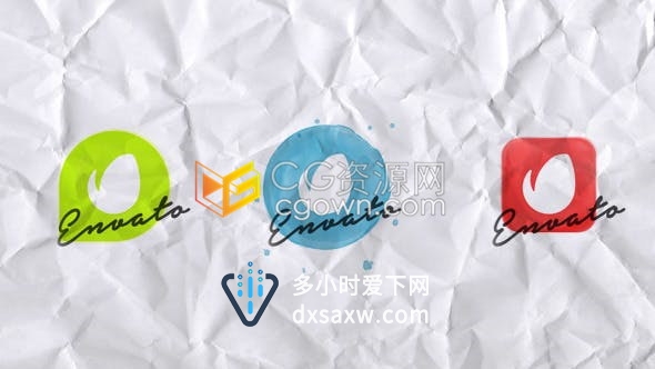 独特优雅手绘水彩笔画标志揭示LOGO动画-AE模板