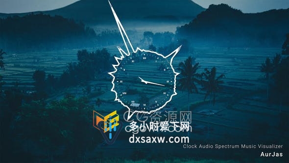 AE模板-音乐专辑封面时钟音频频谱音乐可视化器波形动画背景