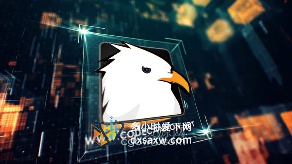 科技感立方体网格故障水晶玻璃效果视频片头宣传LOGO动画-AE模板