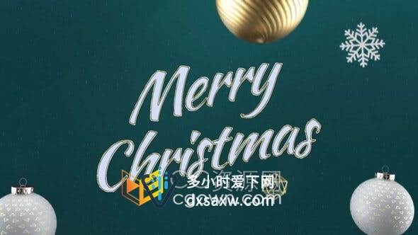 干净典雅3D圣诞节装饰品动画演绎商店公司季度问候LOGO片头-AE模板