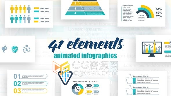 AE模板-41个公司信息图表动画效果制作Infographics Vol.38