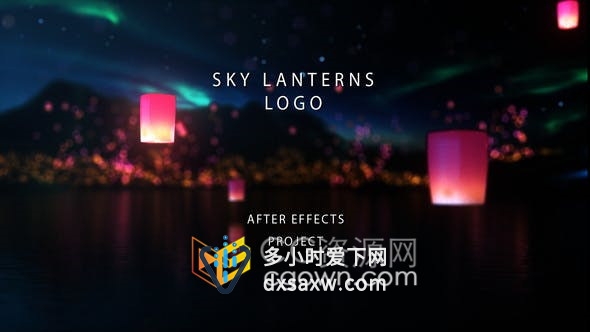 孔明灯天灯上升闪亮火花粒子标志LOGO节日祝福标题动画-AE模板