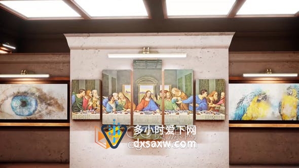 AE模板-艺术家画展活动帆布绘画博物馆油画绘画照相馆视频