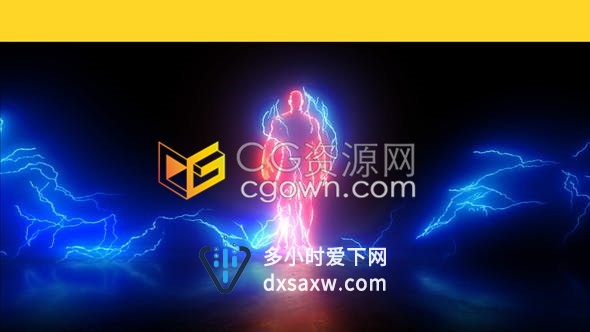 史诗闪电能量电流英雄人物出现快速揭示标志LOGO动画-AE模板